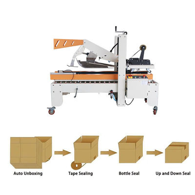 Adhesive Tape Carton Sealer Semi Automatic Box Sealing Machine Top And Bottom Belt Driven