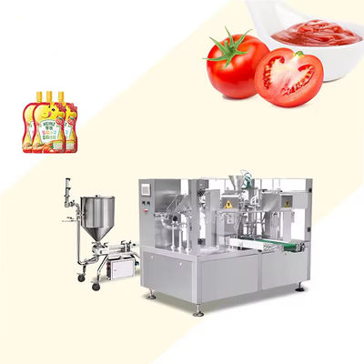 Stand Up Bag Liquid Chili Sauce Ketchup Tomato Paste Nozzle Pouch Packing Machine Multi Function Rotary Packaging